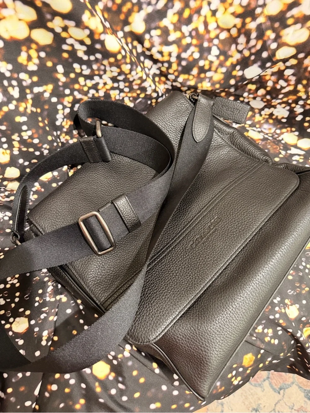 Coach Black Pebbled Leather Men's Messenger Bag